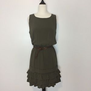 City Triangles A-Line Green Ruffle Hem